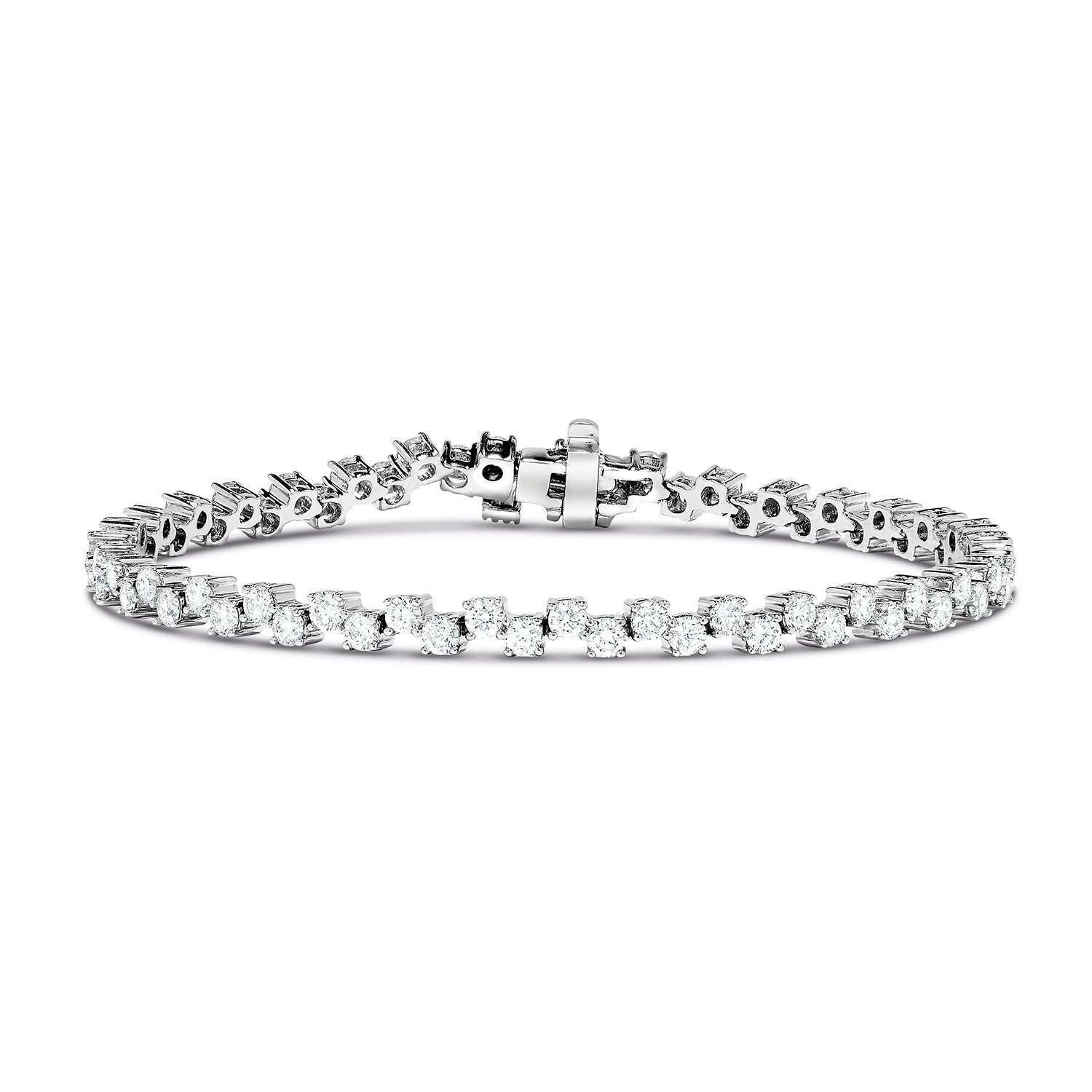 Sabel Collection 18K White Gold Round Diamond Zig-Zag Tennis Bracelet